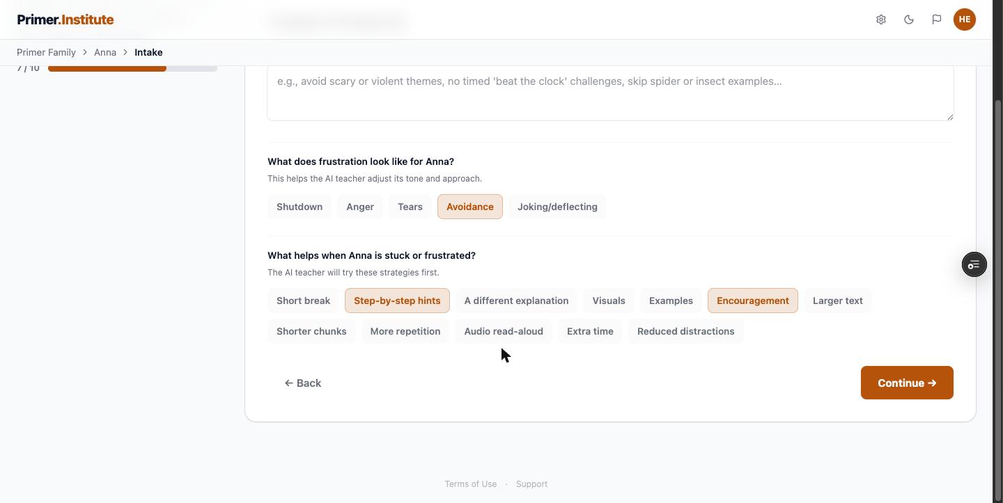 Triggers and strategies step with selections made