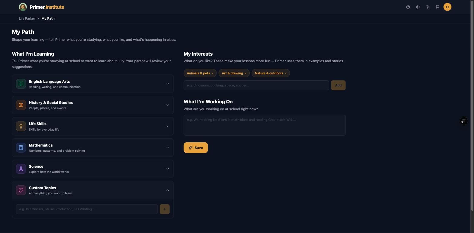 Custom Topics row expanded with a free-text field